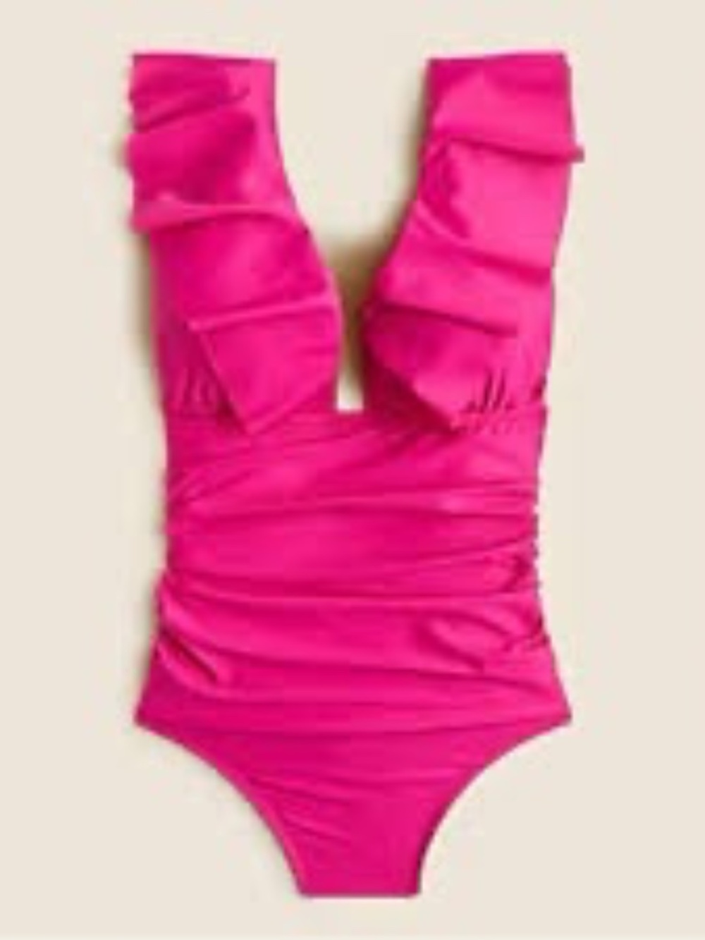 J. Crew Long-Torso Ruched Ruffle Pink One Piece Swimsuit